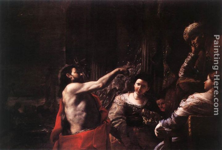 St John the Baptist before Herod painting - Mattia Preti St John the Baptist before Herod art painting
